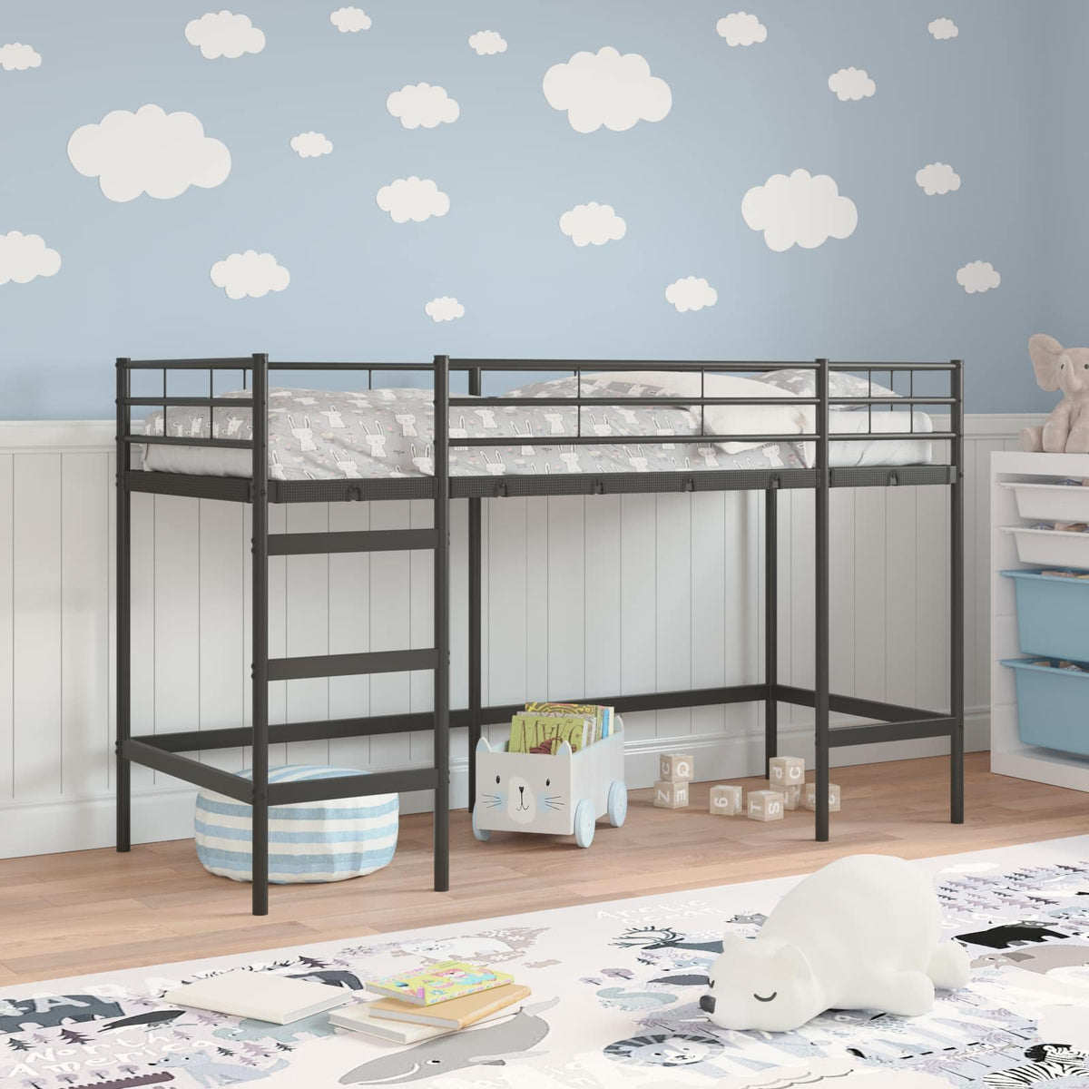 Struttura del letto loft per bambini Nero 100 x 190 cm Acciaio | homemem39