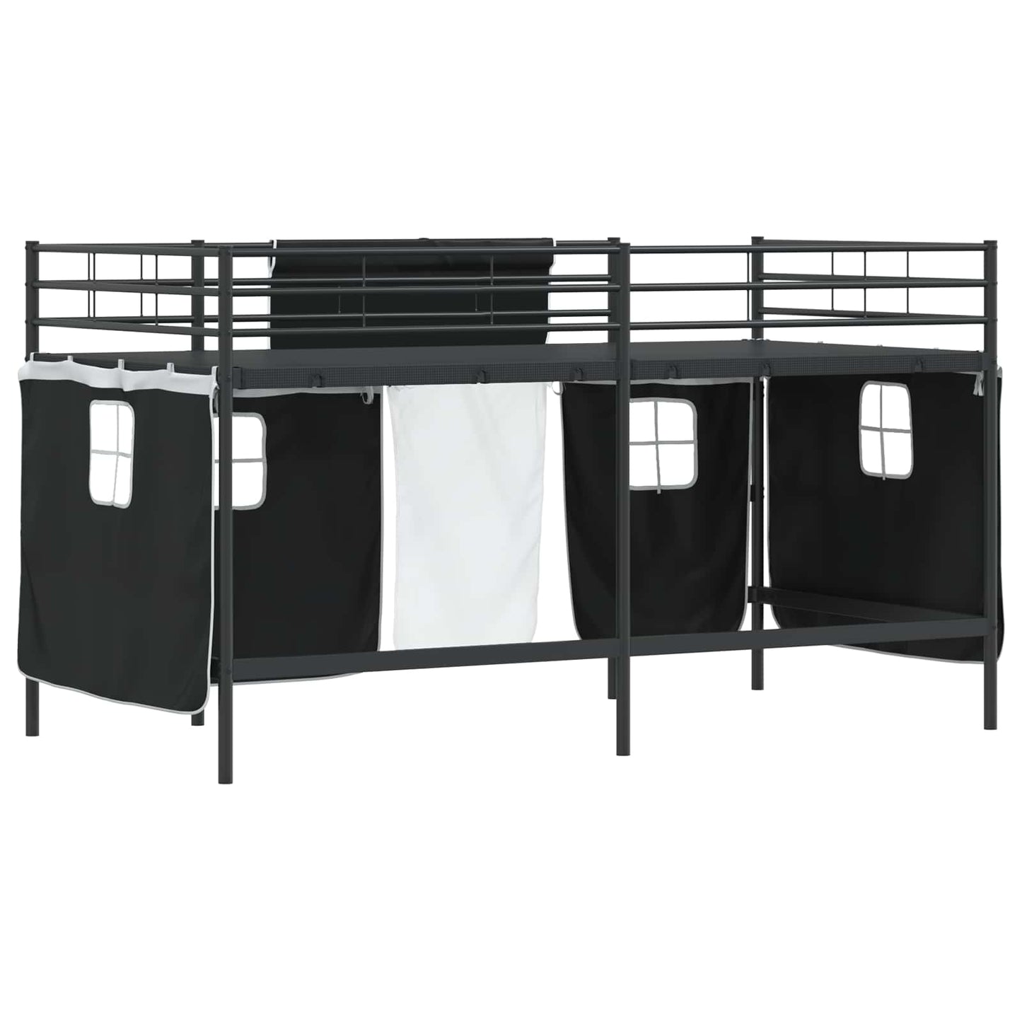 Struttura del Letto Loft per Bambini con Tendine Nero