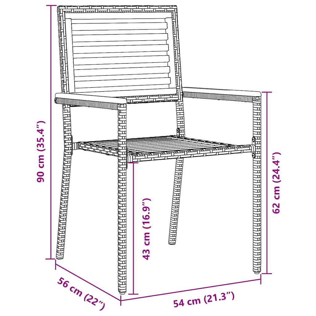 Sedie impilabili da giardino 4 pcs Marrone e Grigio | homemem39