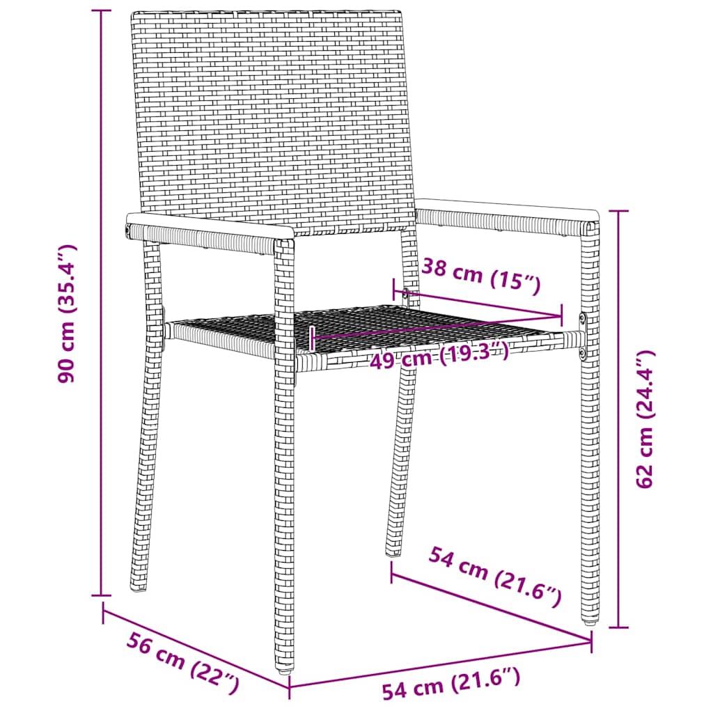 Sedie impilabili da giardino 4 pcs Nero e Marrone
