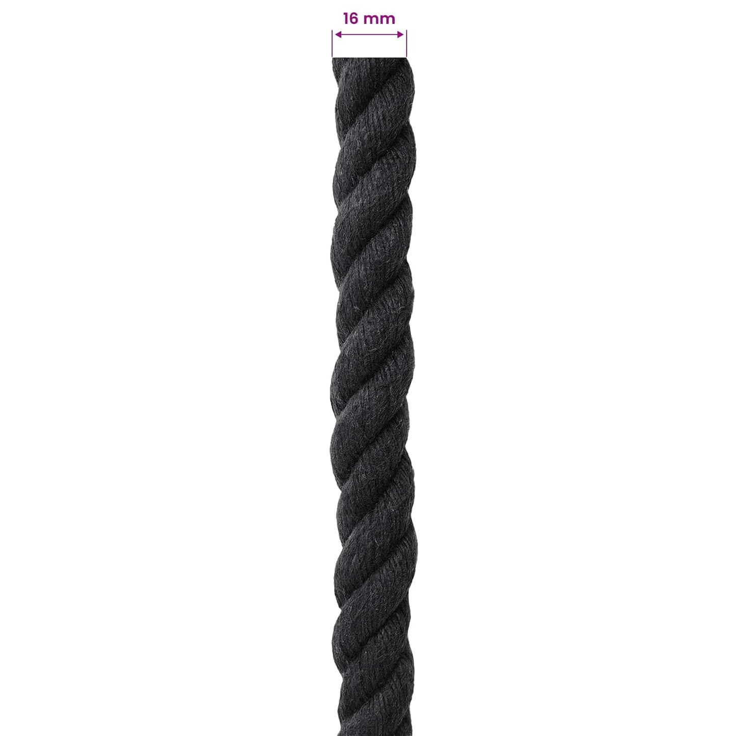 Corda Nero 1,6 x 1,6 x 2500 cm Cotone | homemem39