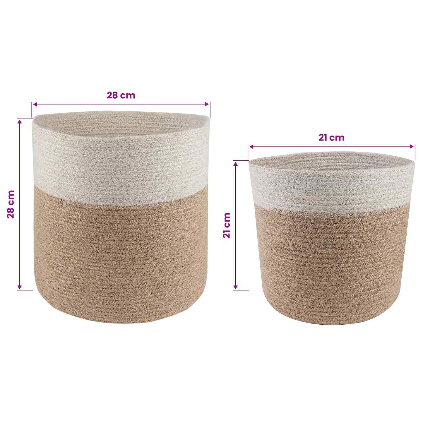 Set di Vasi per Piante 2 pcs Naturale e Bianco Ø 28 x 28 cm | homemem39