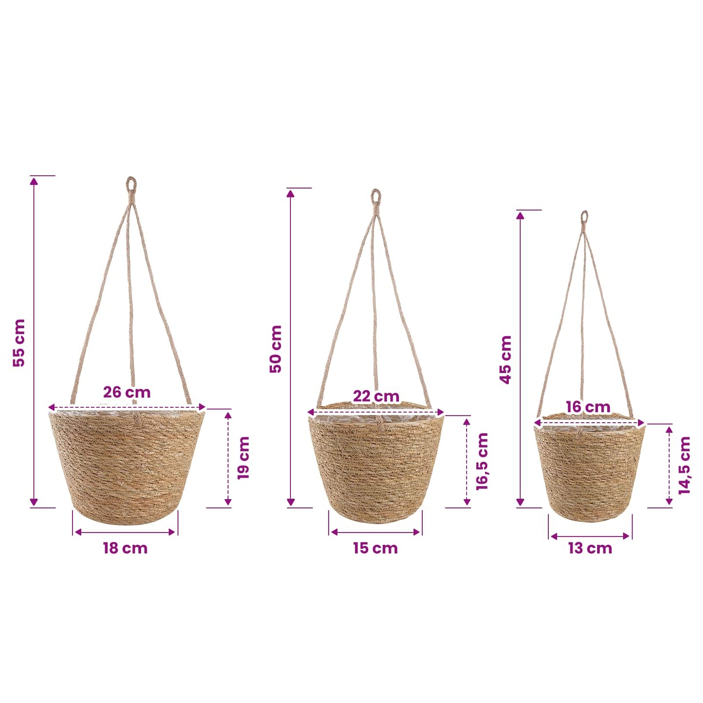 3 pz Naturale Ø26 x 19 cm 100% Erba marina | homemem39