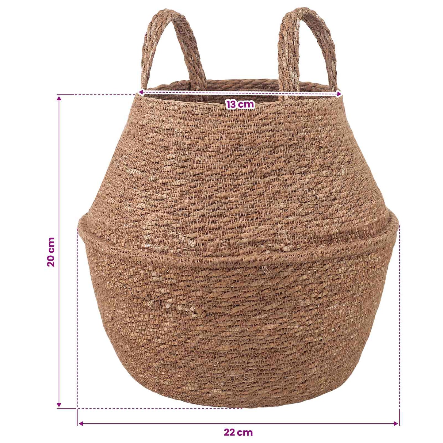 Vaso da fiori con manici 2 pcs Naturale Ø 22 x 20 cm | homemem39