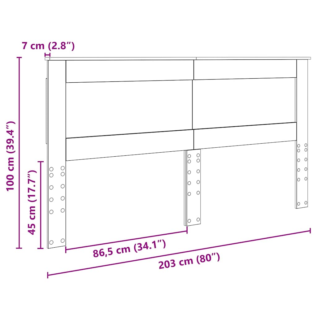 Testiera con testiera Grigio cemento 200 cm Legno multistrato