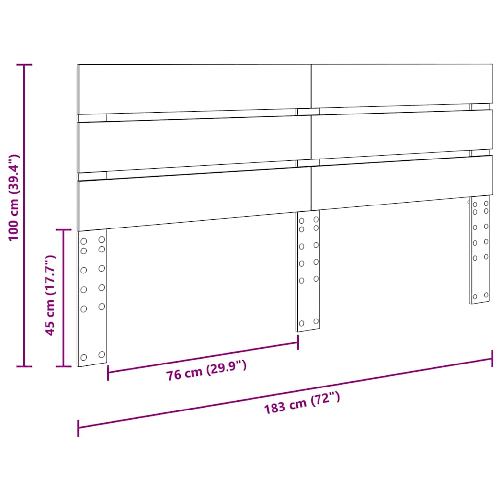 Testiera con testiera Grigio Sonoma 180 cm Legno multistrato