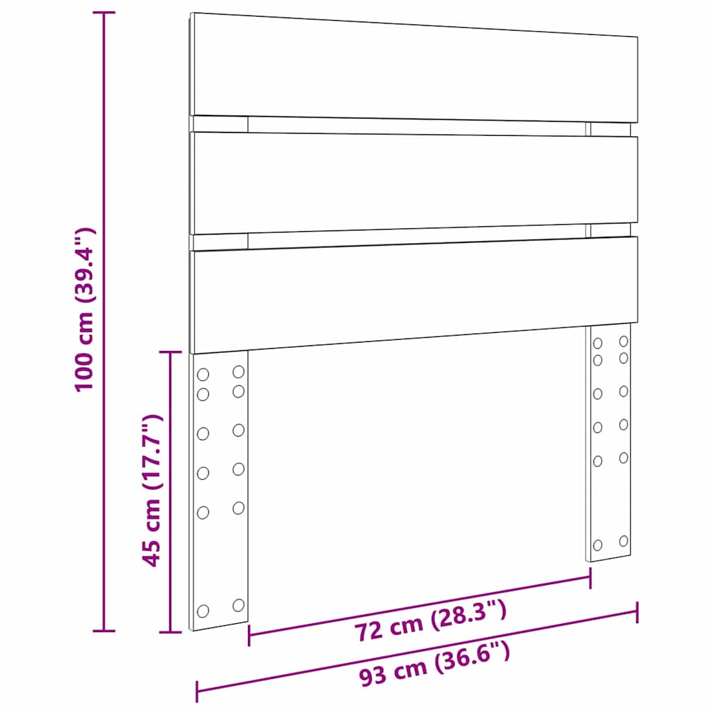 Testiera con testiera Grigio Sonoma 90 cm Legno multistrato