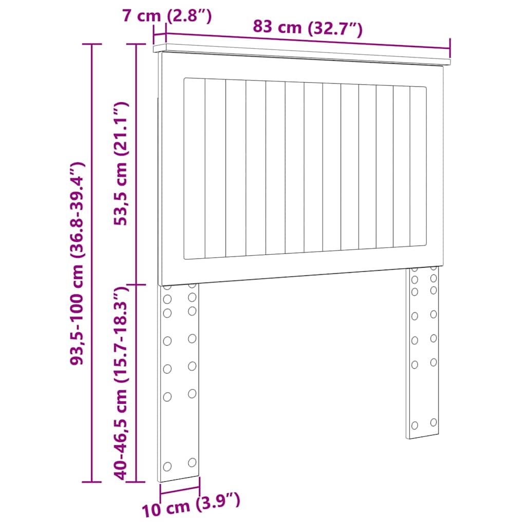 Testiera con testiera Bianco Lucido 80 cm Legno multistrato