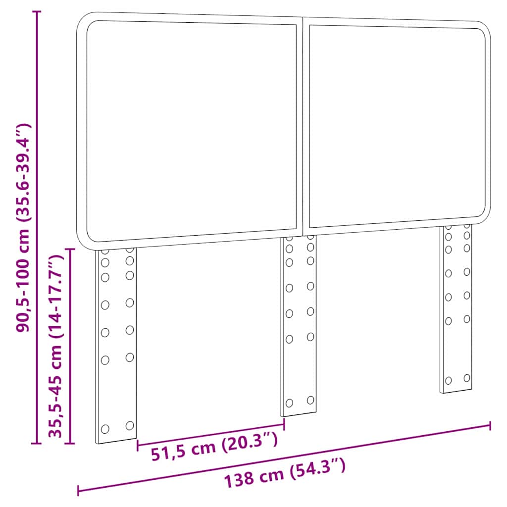 Testiera con testiera Rovere Nero 135 cm Legno multistrato