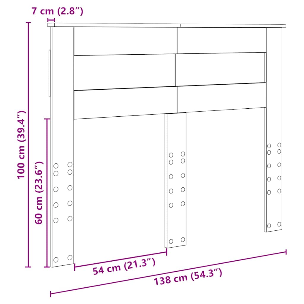 Testiera con testiera Grigio cemento 135 cm Legno multistrato