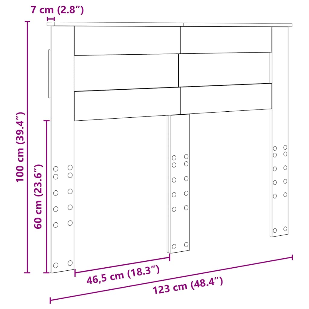 Testiera con testiera Grigio cemento 120 cm Legno multistrato