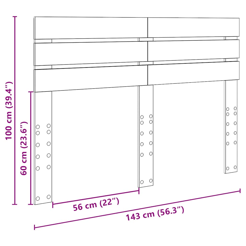 Testiera con testiera Grigio Sonoma 140 cm Legno multistrato