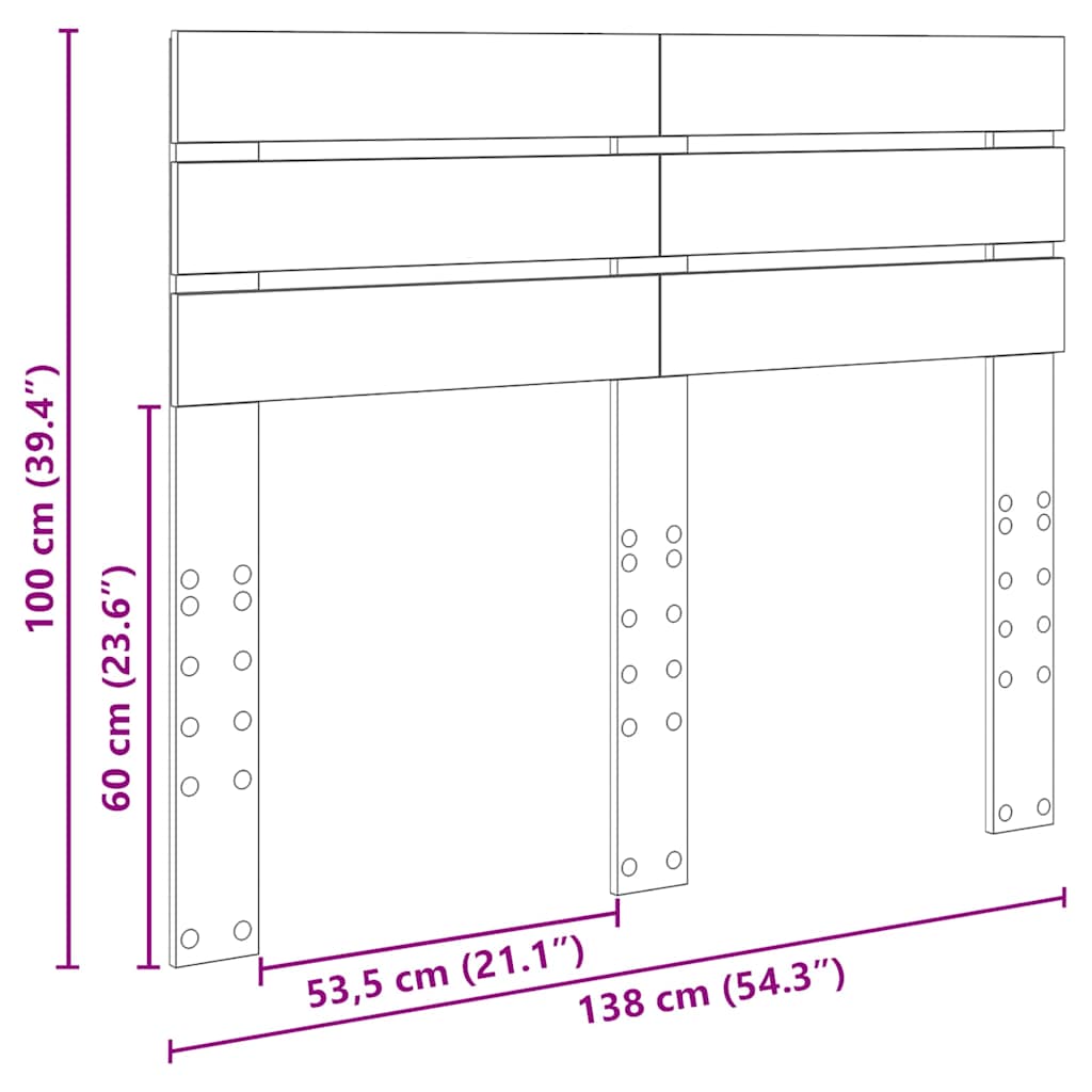 Testiera con testiera Grigio cemento 135 cm Legno multistrato