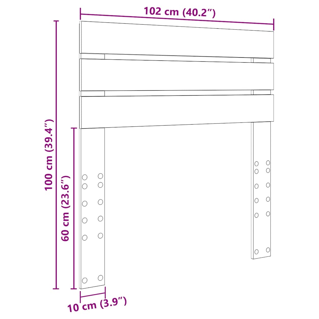 Testiera con testiera Rovere Nero 100 cm Legno multistrato