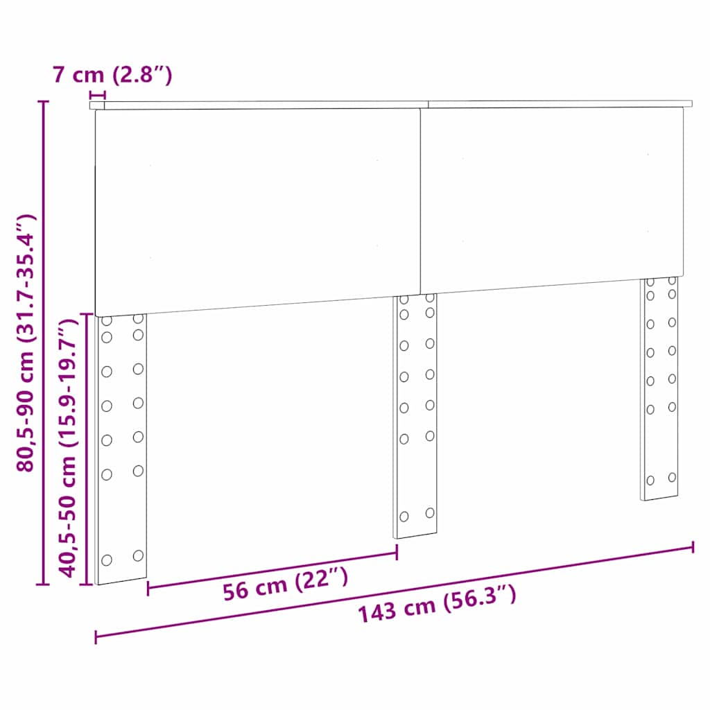 Testiera con testiera Grigio cemento 140 cm Legno multistrato