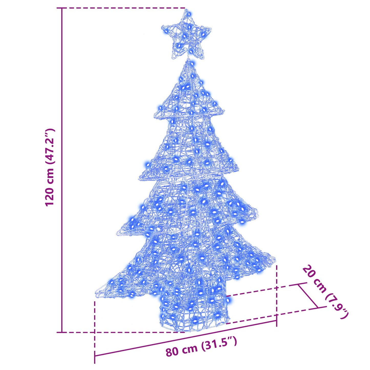 Albero di Natale con 100 LED Blu 120 cm Acrilico | homemem39