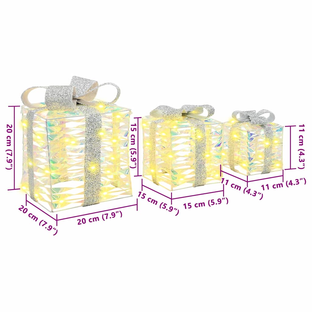 Scatola Regalo 3 pcs Bianco caldo 20 x 20 x 20 cm PET | homemem39