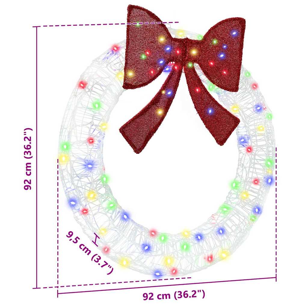 Corona con 80 LED Multicolore 92 x 9.5 x 92 cm Acrilico