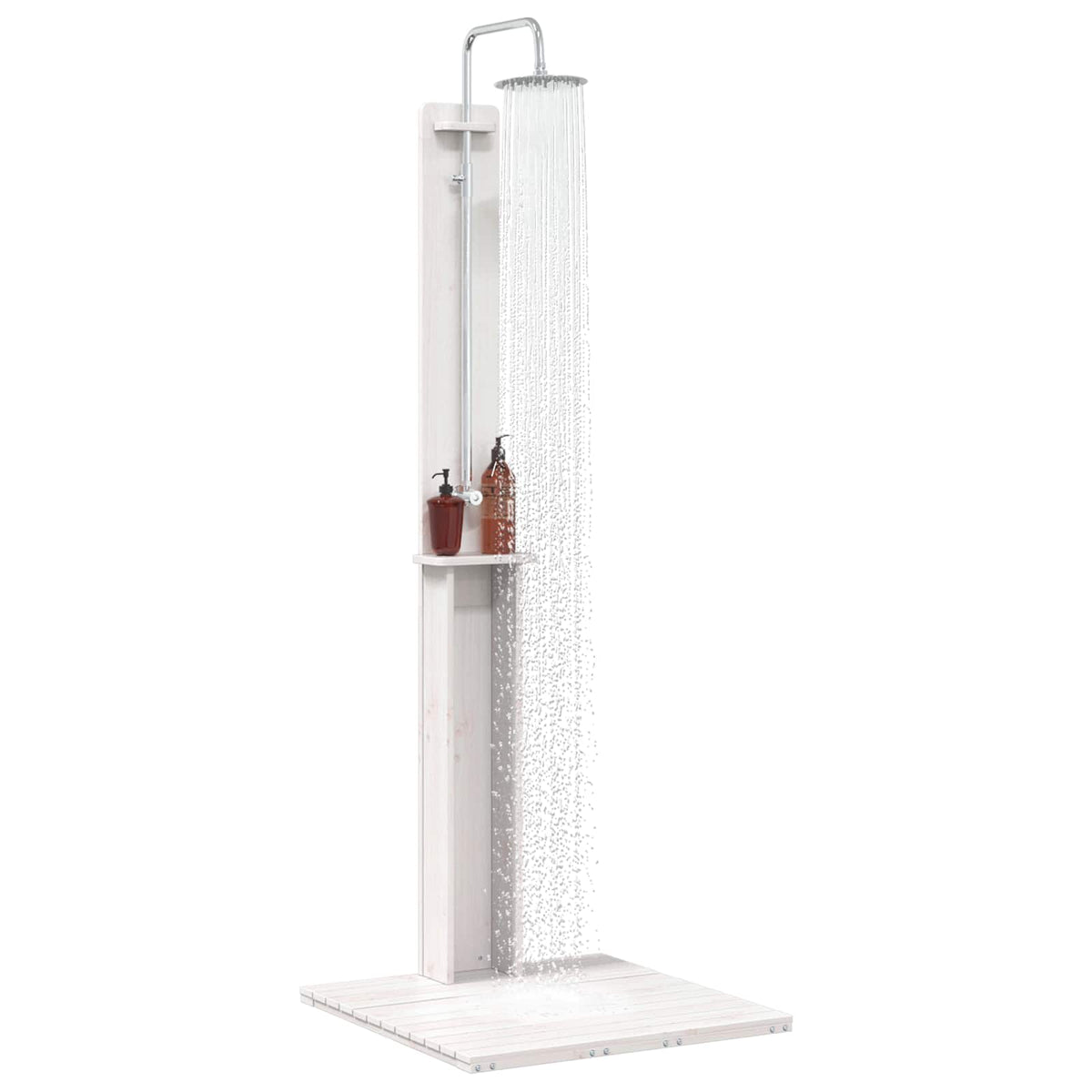 Doccia da esterno 206 cm Legno massello di pino e acciaio inox | homemem39