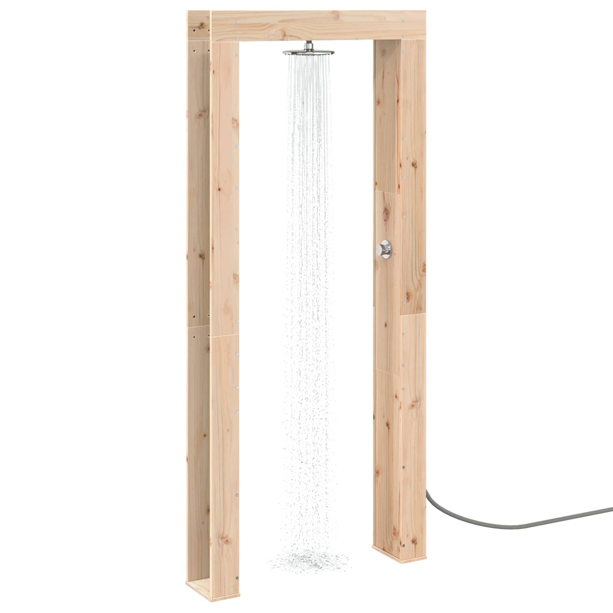 Doccia da esterno 226 cm Legno massello di pino e acciaio inox | homemem39