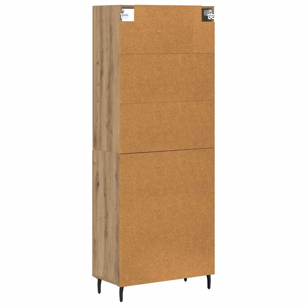 Credenza 2 pcs Rovere artigianale Legno Stratificato e Vetro | homemem39