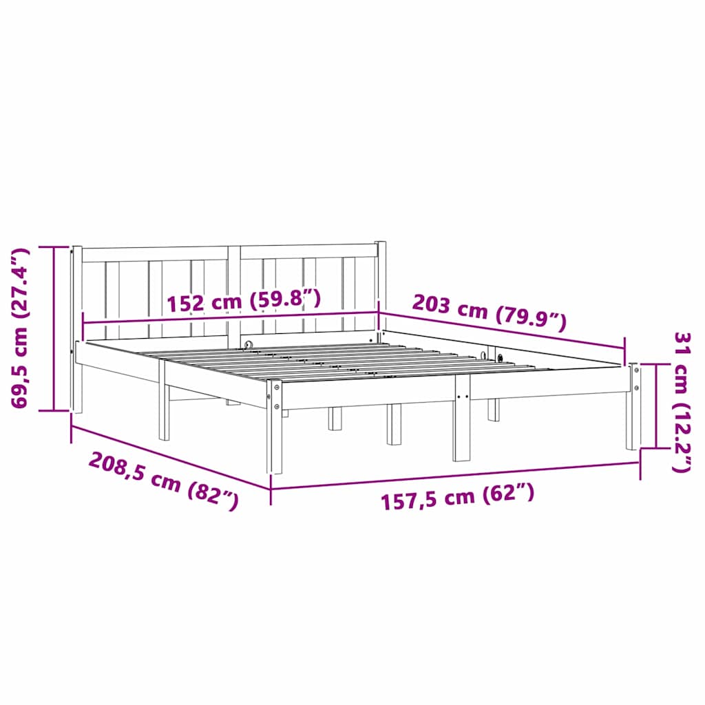 Struttura del letto Naturale 152 x 203 cm | homemem39