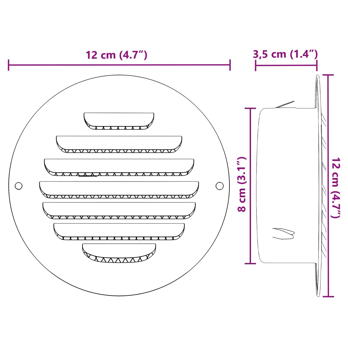 Coperture per ventilazione d'aria 4 pcs Argento 80 mm