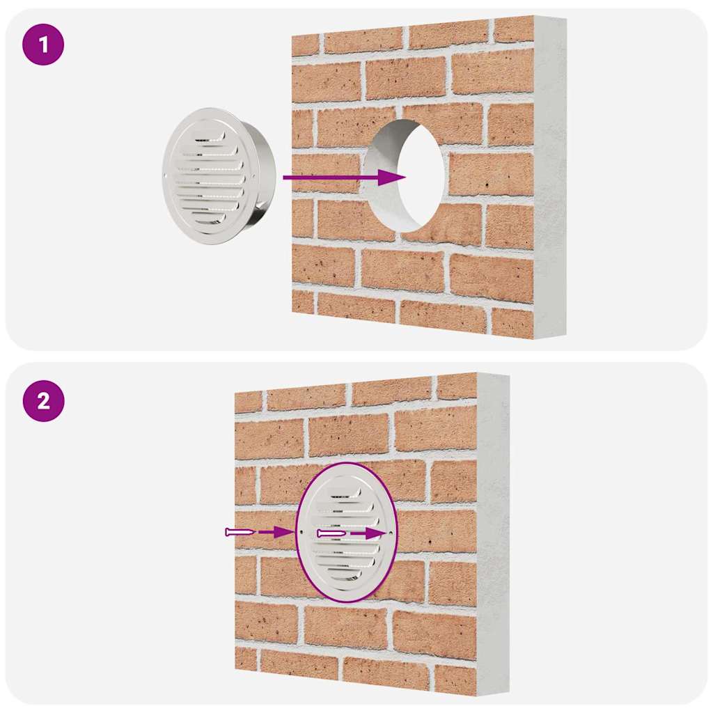 Coperture per ventilazione d'aria 4 pcs Argento 125 mm