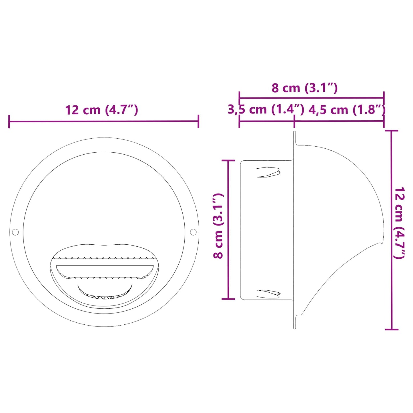 Coperture per ventilazione d'aria 2 pcs Argento 80 mm