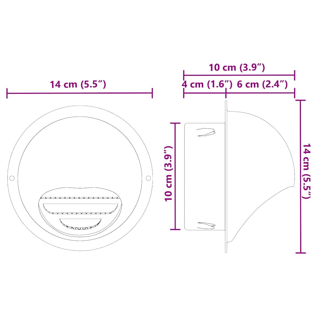 Coperture per ventilazione d'aria 2 pcs Argento 100 mm