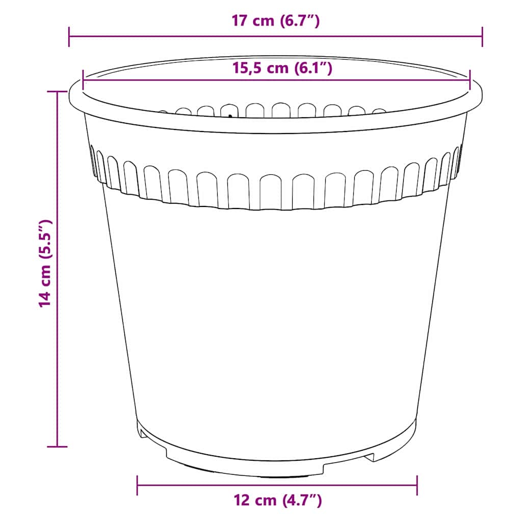 Vaso Rotondo per Fiori 24 pcs Nero Ø 17 x 14 cm Plastica | homemem39