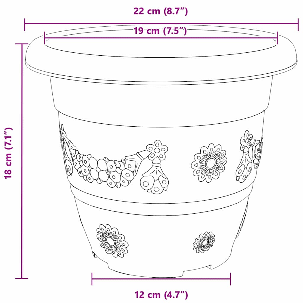 Vaso Rotondo per Fiori 6 pcs Rosso Mattone Ø 22 x 18 cm | homemem39