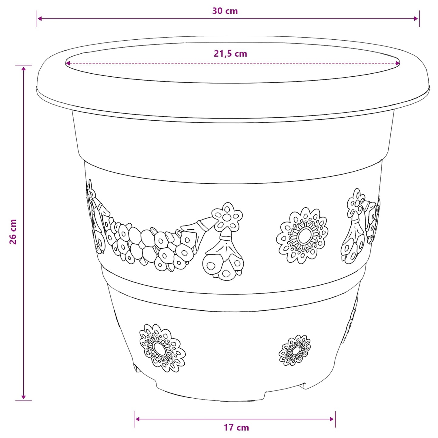 Vaso Rotondo per Fiori 24 pcs Rosso Mattone Ø 30 x 25 cm | homemem39