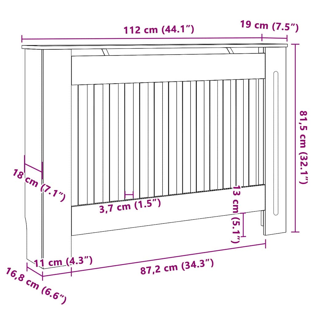 Copertura per radiatori 2 pcs Marrone 112 x 19 x 81,5cm