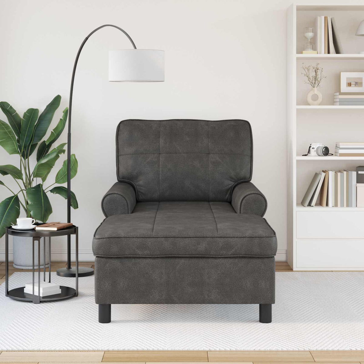 Chaise Lounge Nero Pelle Sintetica 91 x 157 x 91 cm - homemem39