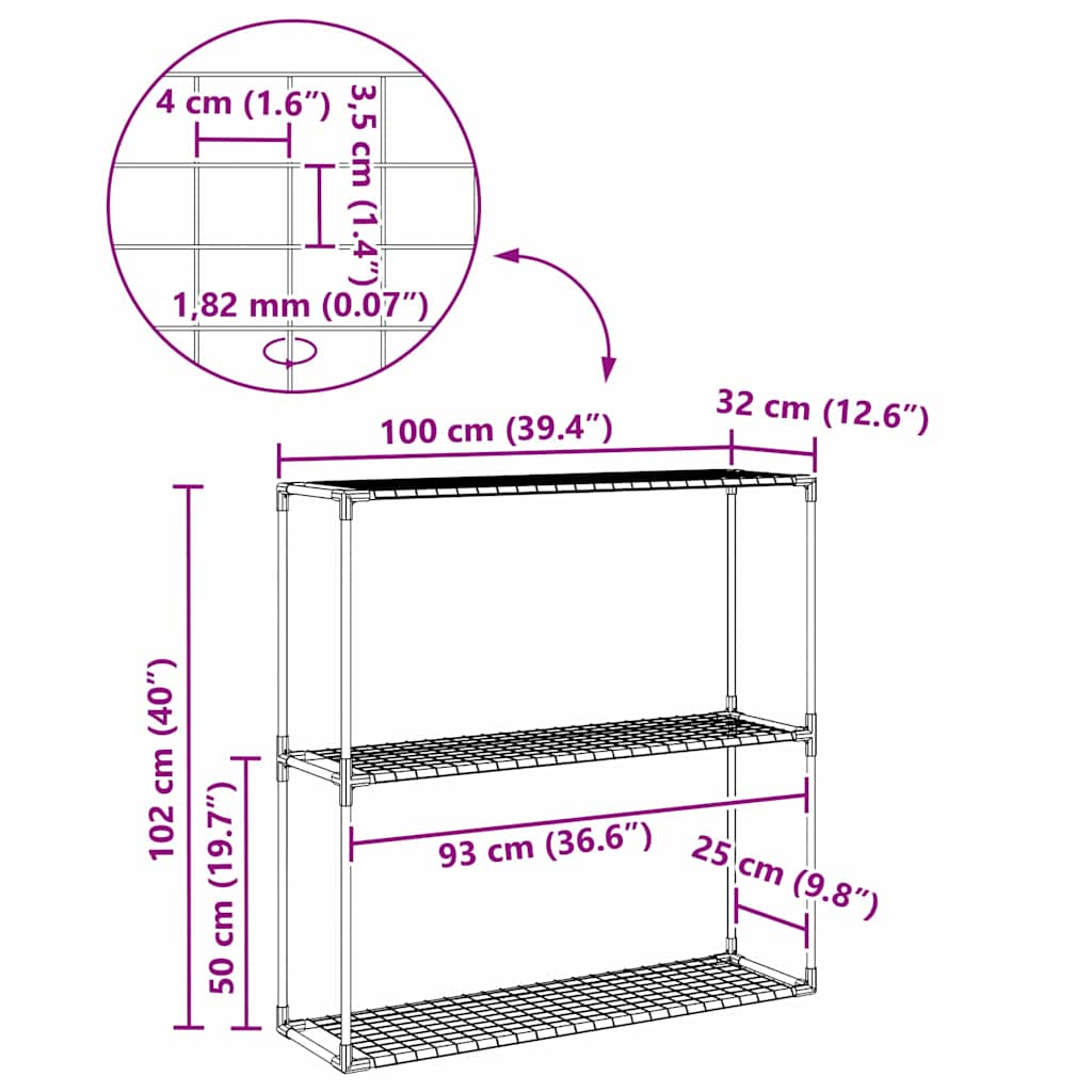 Supporto per piante a 3 livelli Nero 100 x 32 x 102 cm Acciaio