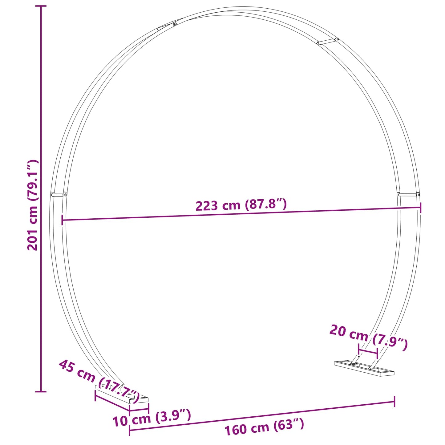 Arco Nuziale Bianco 223 x 45 x 201 cm Acciaio | homemem39