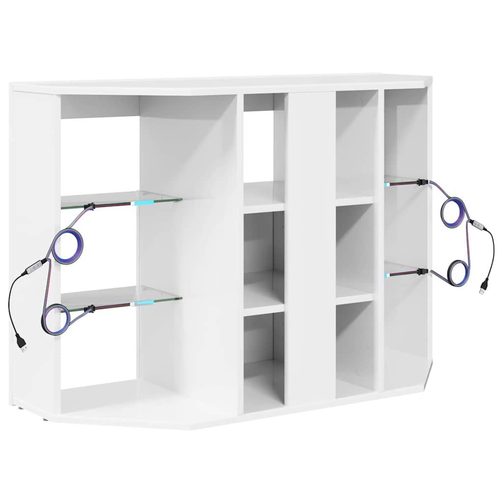 Mobile TV LED Angolare Bianco ad Alto Lucido 104 x 40 x 68 cm