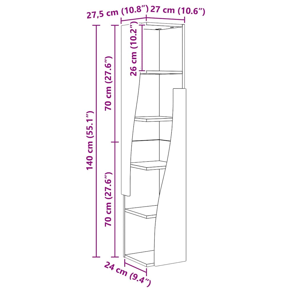 Mobile angolare 27,5x27x140cm Legno multistrato | homemem39
