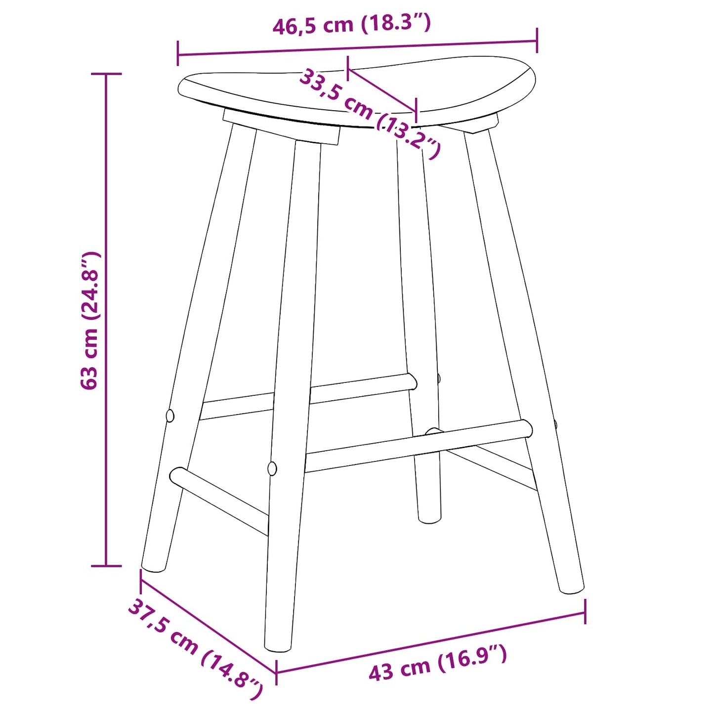 Sedie da pranzo 2 pcs Bianco 46 x 37 x 63 cm | homemem39