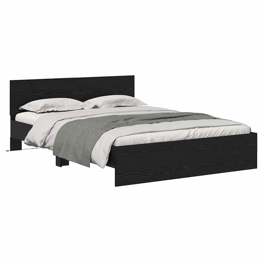 Struttura del letto Rovere Nero 140 x 200 cm Legno multistrato | homemem39