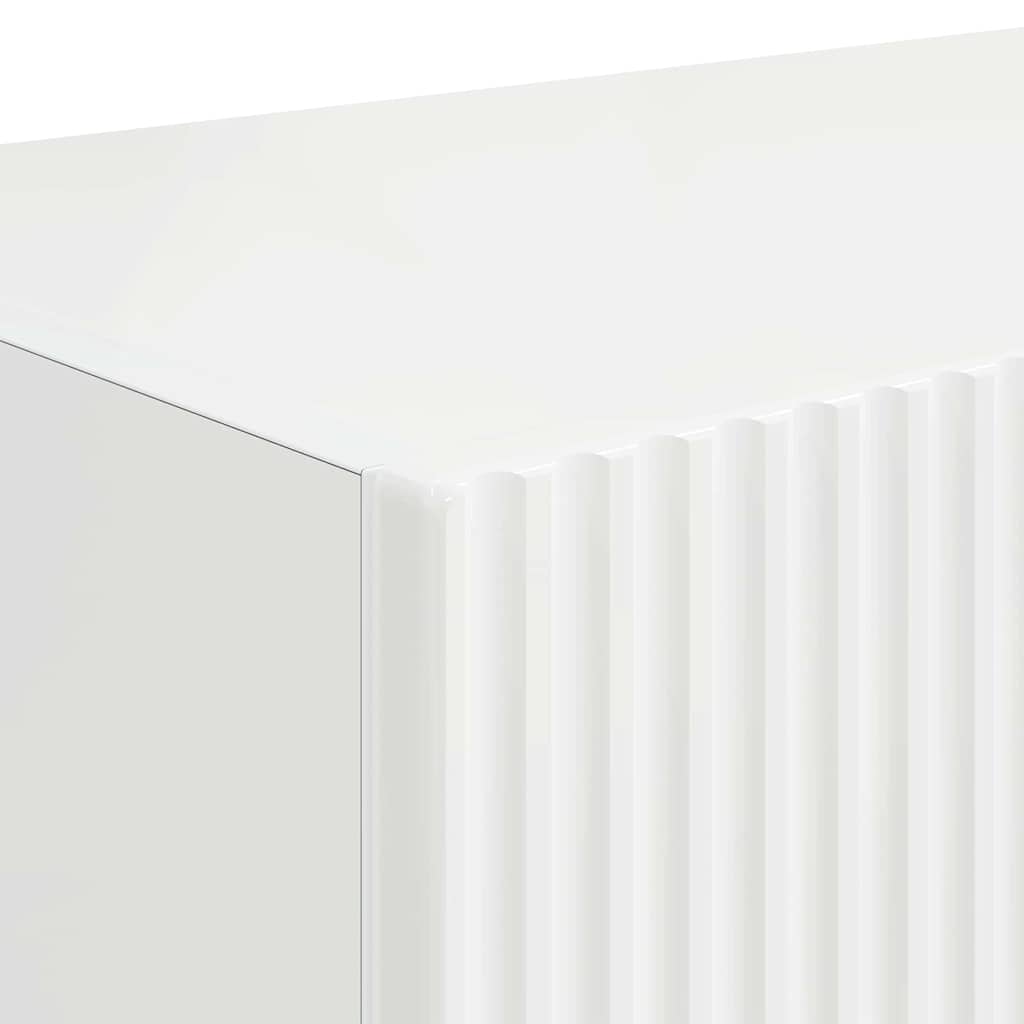 Mobile TV da parete 2 pcs Bianco Lucido Legno ingegnerizzato