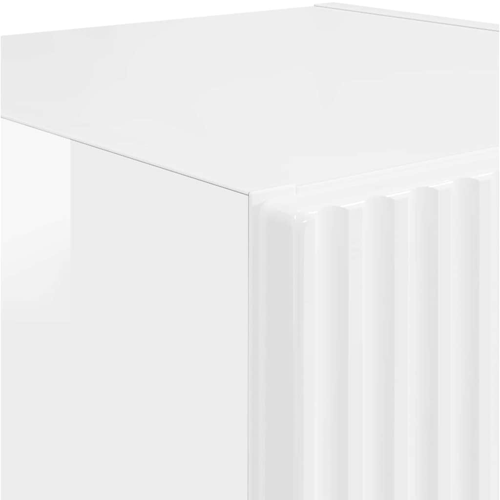 Mobile TV da parete 2 pcs Bianco Lucido Legno ingegnerizzato