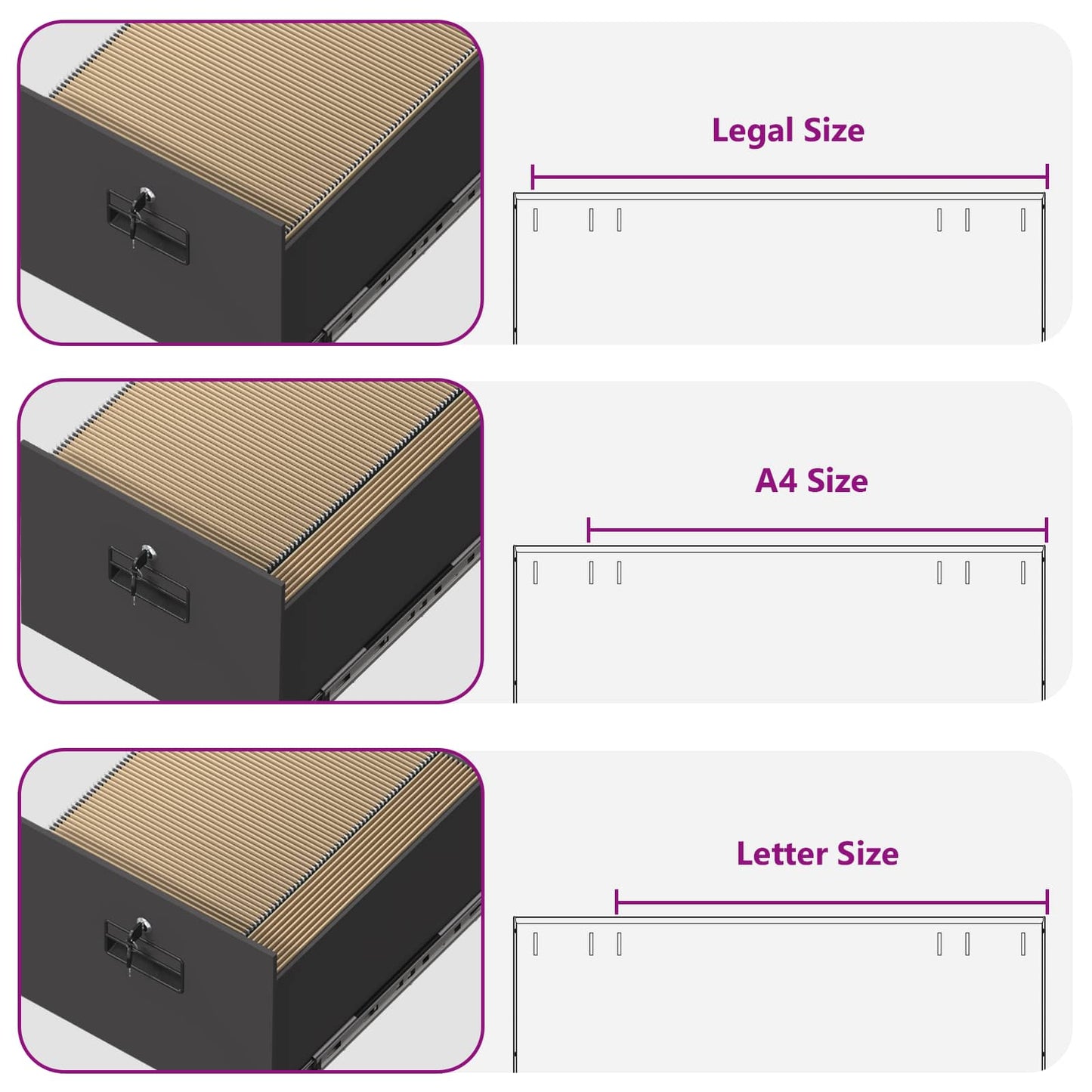 Armadio per File con cassetto Nero 44 x 50 x 106.5 cm
