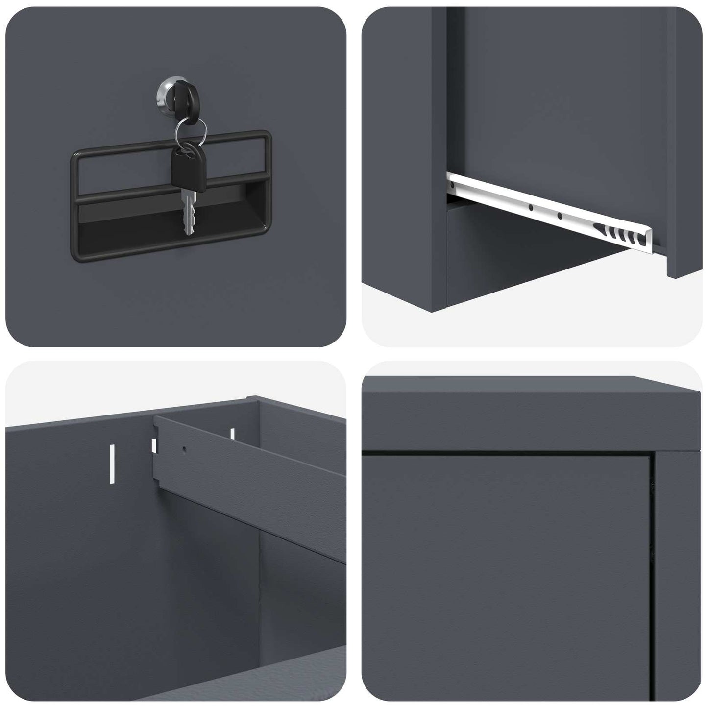 Armadio per File con cassetto Antracite 45,5 x 42 x 106,5 cm | homemem39