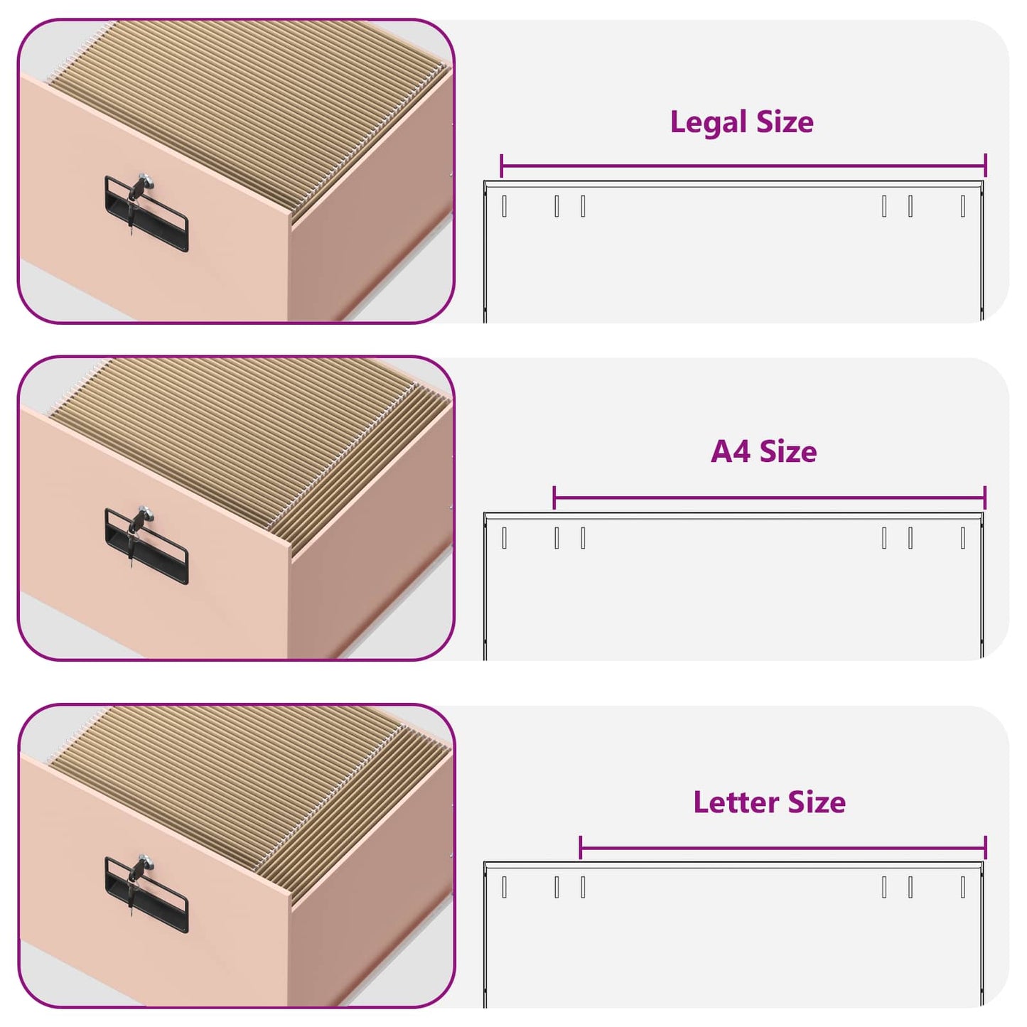 Armadio per File con cassetto Rosa 44 x 50 x 106.5 cm
