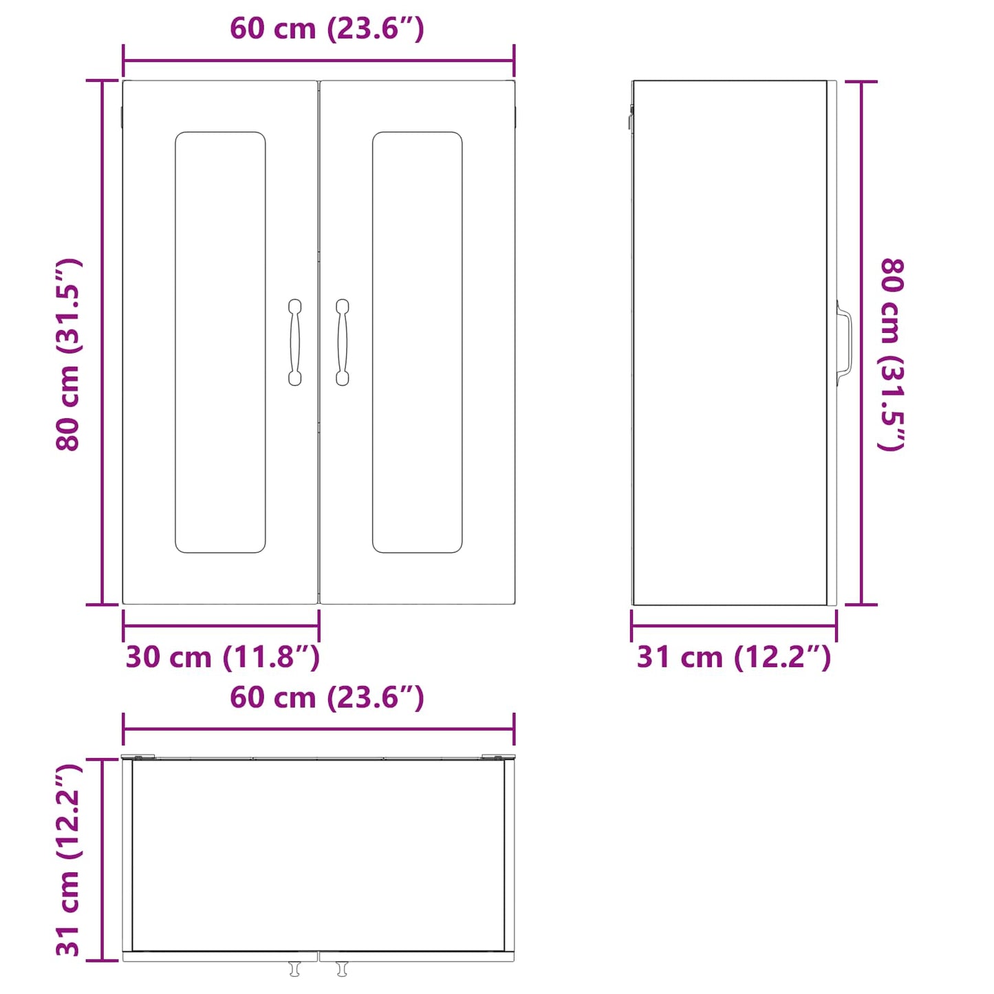 Pannello lavastoviglie Kalmar Legno vecchio 60 x 31 x 80 cm