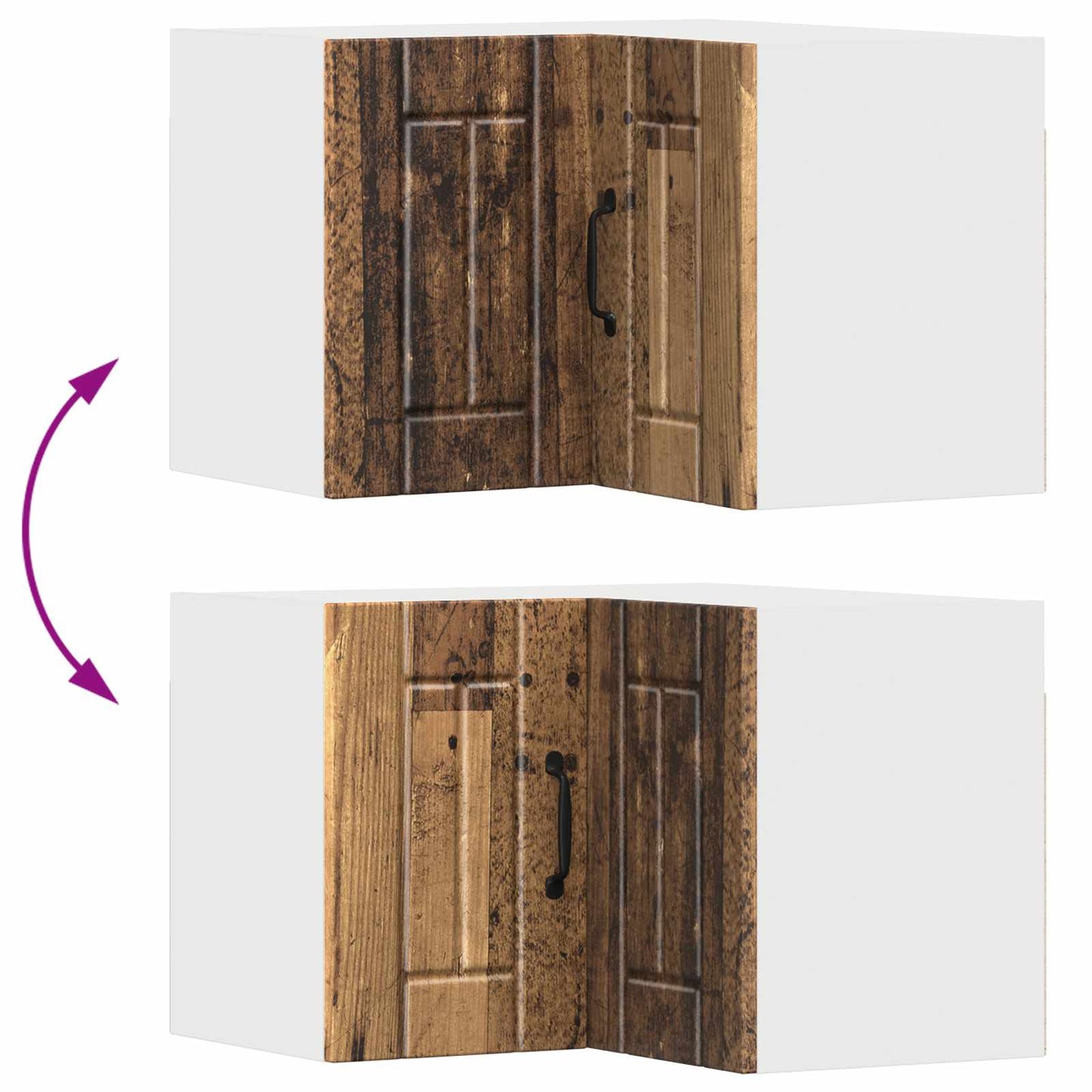 Mobile angolare per parete LUCCA Legno antico 57 x 57 x 40 cm