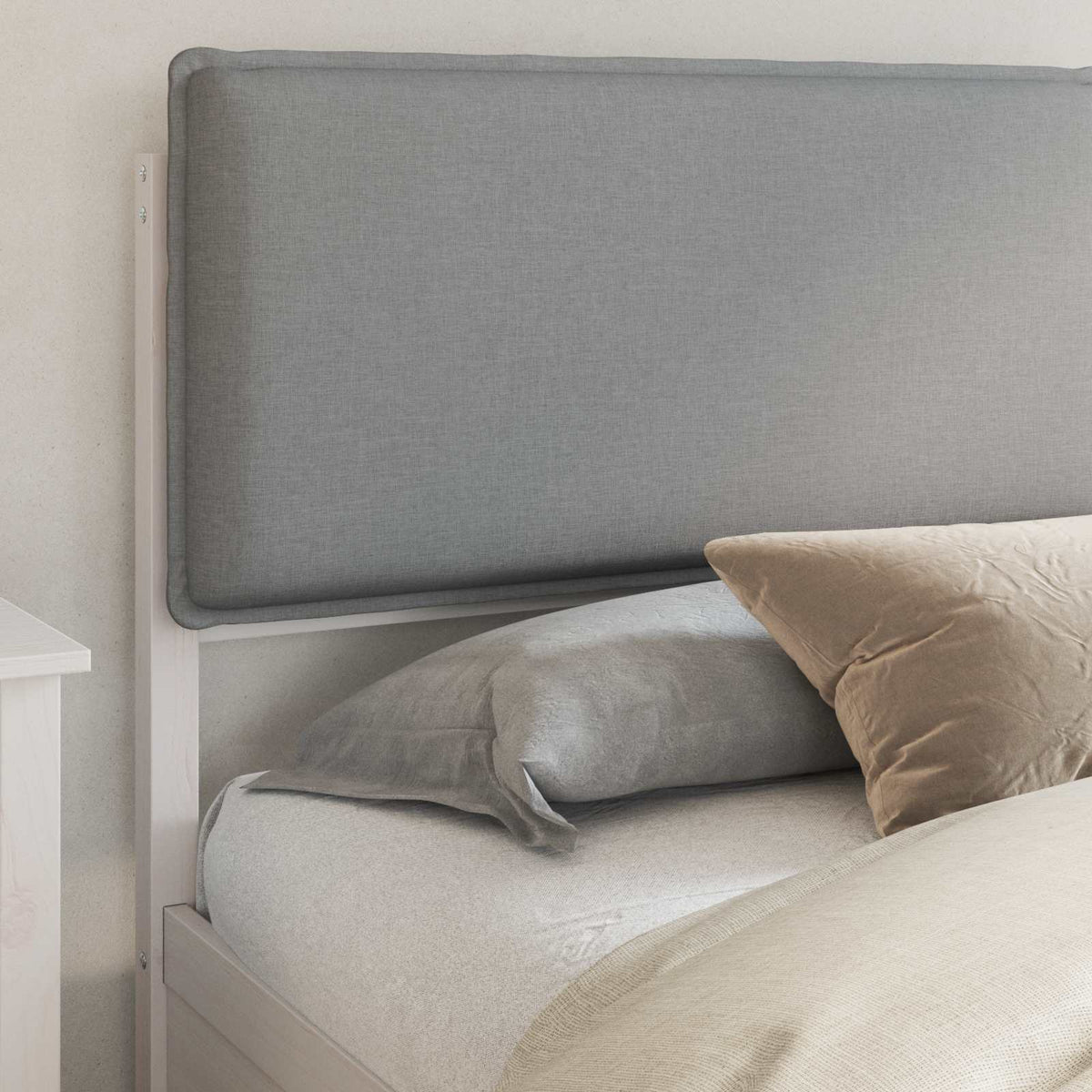 Letto con Testiera Rivestita Grigio chiaro 200 x 200 cm | homemem39