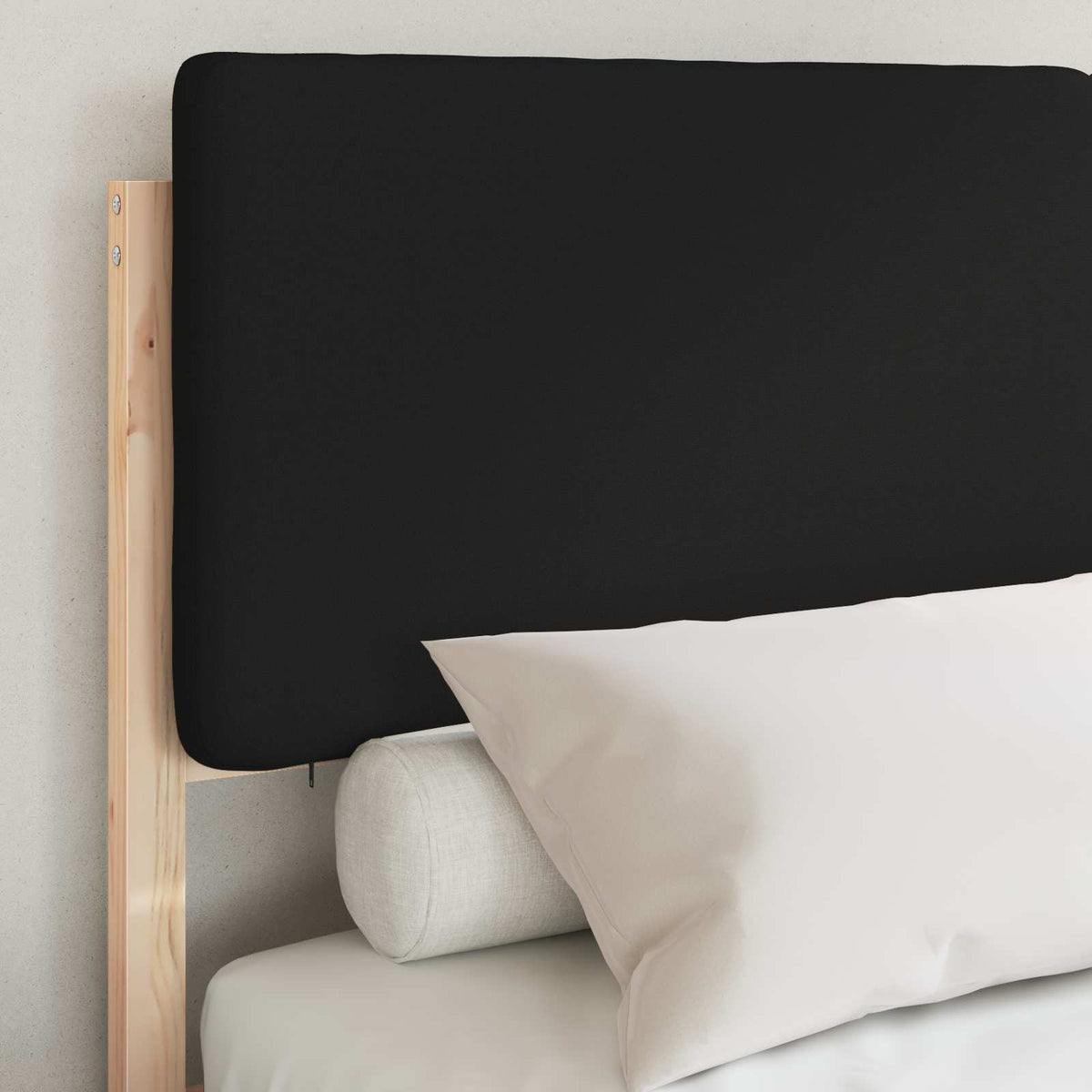 Letto con Testiera Rivestita Nero 160 x 200 cm Pino massello | homemem39